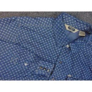 Salt Valley Shirt Mens Large Western Blue Ditsy Diamond Country Western Work